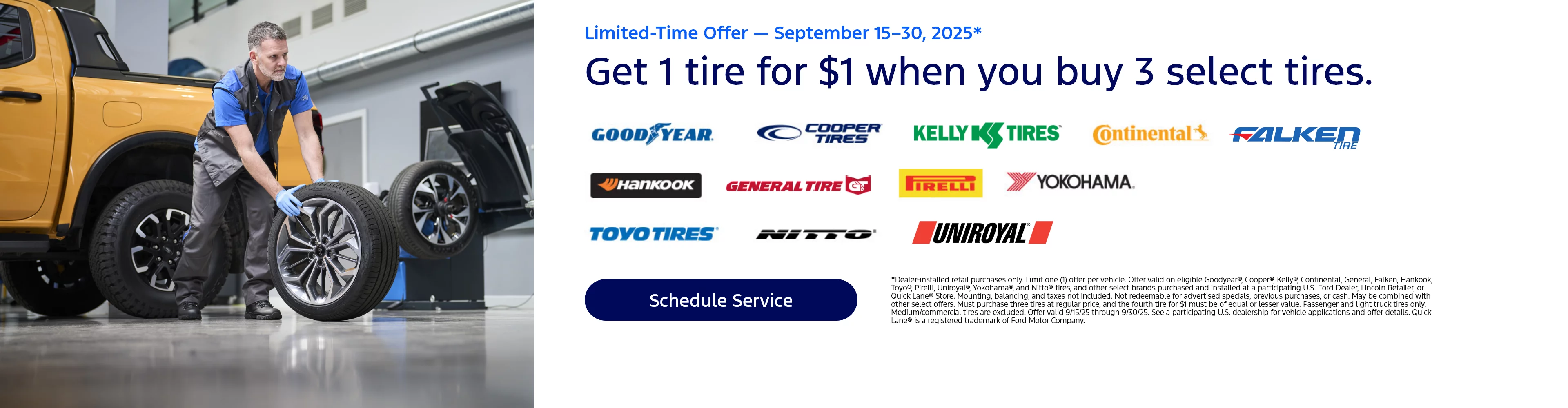 Get 1 tire for at Ryan Ford in Sealy TX